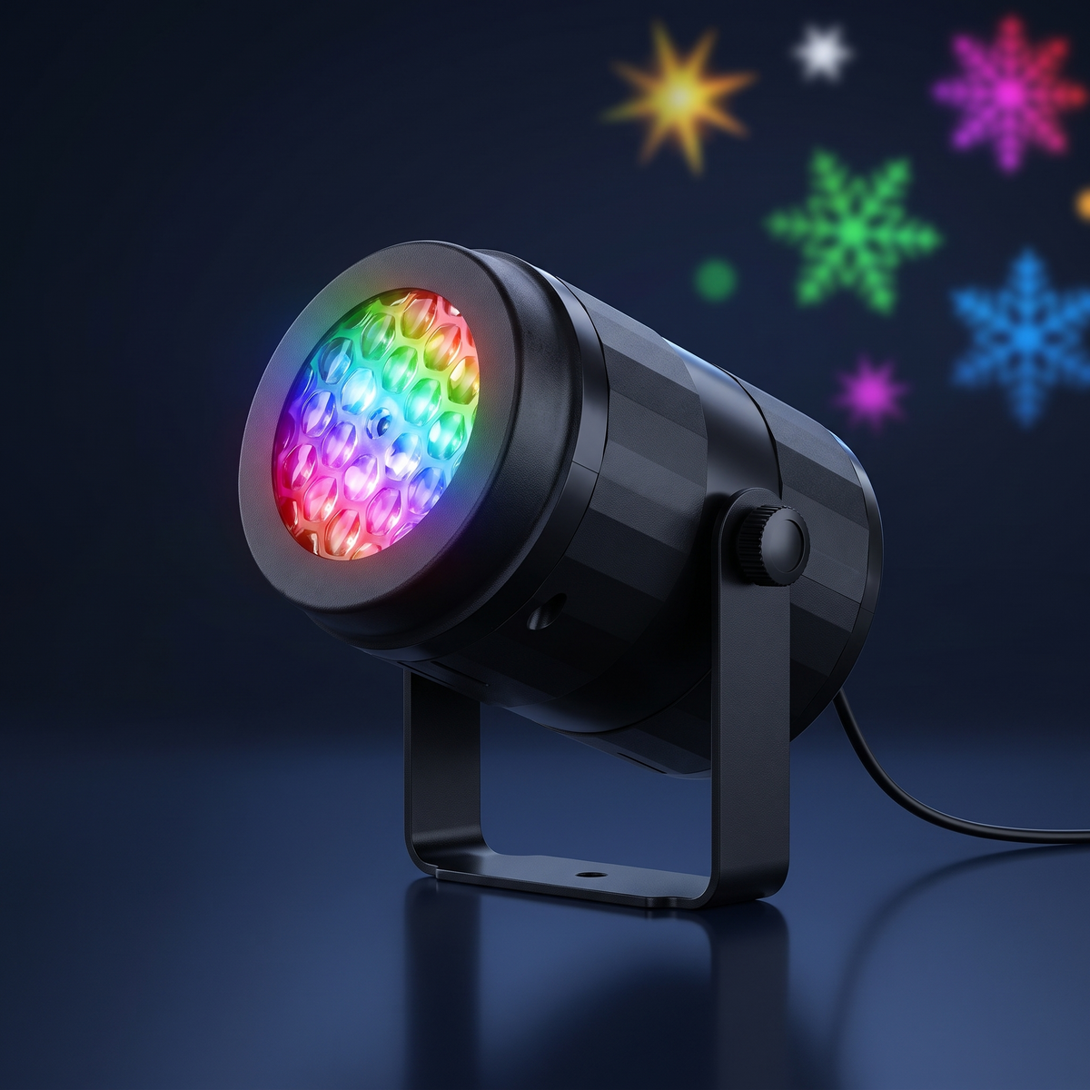 Proyector LED Cielo Navideño con soporte en U y lente multicolor