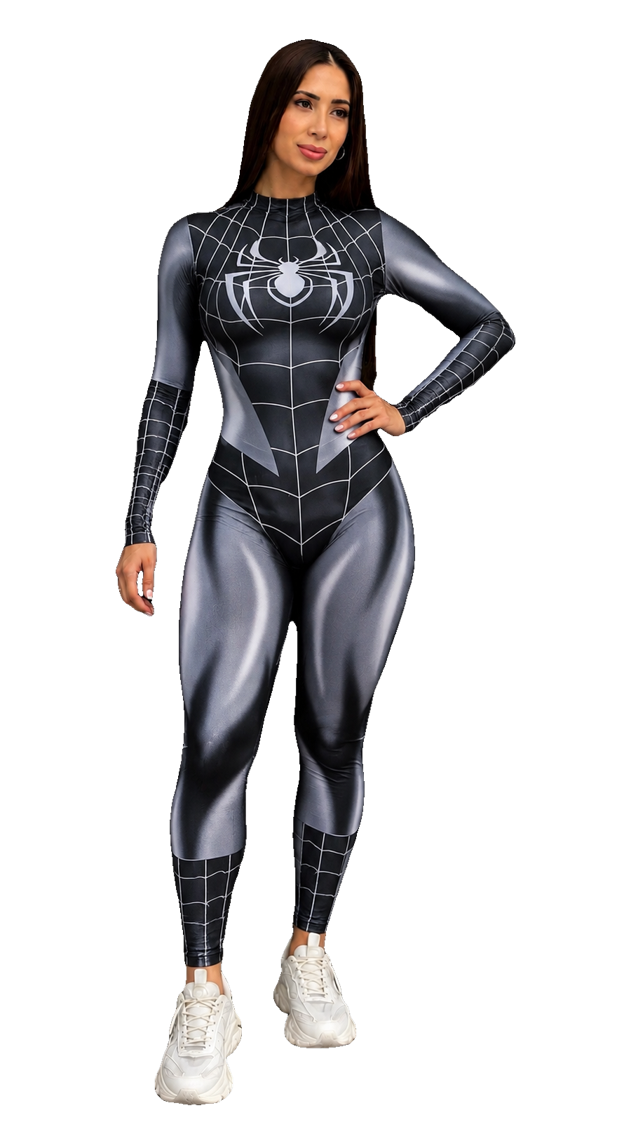 Enterizo disfraz Mujer Araña Negro de frente